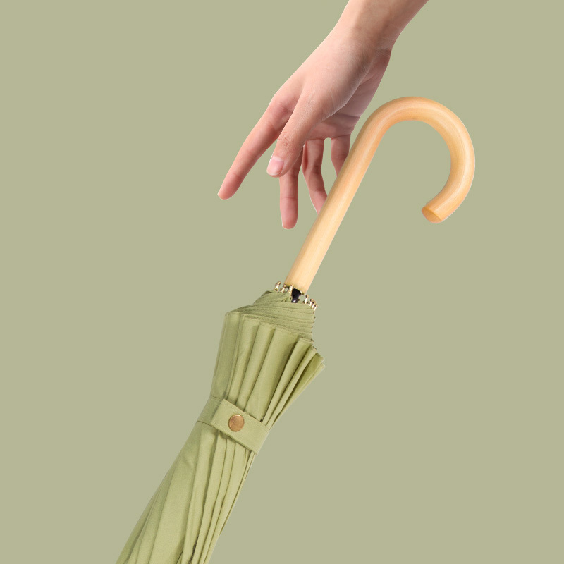 Long Handle Umbrella Women&#039;s Large Student Mori Style Straight Handle Retro Double Oversized Simple Rain and Rain Dual-Use Korean Advertising Umbrella