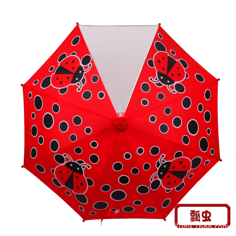 Ladybug Children&#039;s Umbrella Primary School Kindergarten Long Handle Umbrella Baby Girl 6-12 Years Old Children with Waterproof Umbrella Raincoat