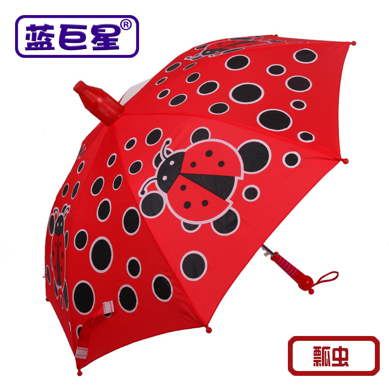 Ladybug Children&#039;s Umbrella Primary School Kindergarten Long Handle Umbrella Baby Girl 6-12 Years Old Children with Waterproof Umbrella Raincoat