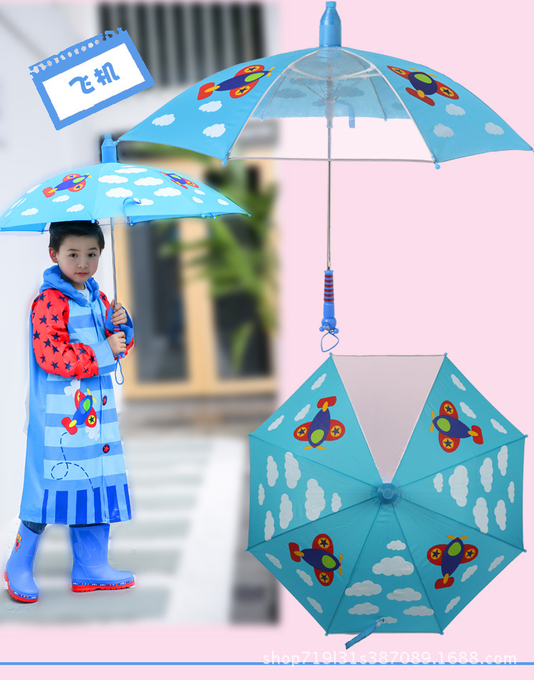 Ladybug Children's Umbrella Primary School Kindergarten Long Handle Umbrella Baby Girl 6-12 Years Old Children with Waterproof Umbrella Raincoat
