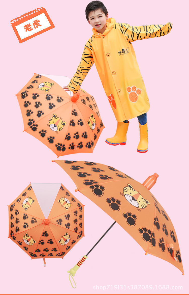 Ladybug Children's Umbrella Primary School Kindergarten Long Handle Umbrella Baby Girl 6-12 Years Old Children with Waterproof Umbrella Raincoat