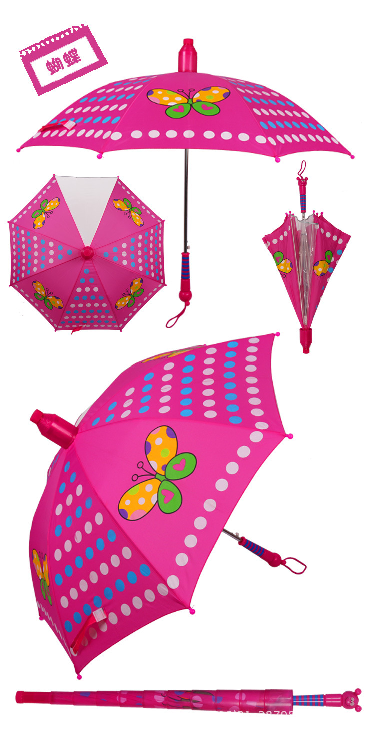 Ladybug Children's Umbrella Primary School Kindergarten Long Handle Umbrella Baby Girl 6-12 Years Old Children with Waterproof Umbrella Raincoat