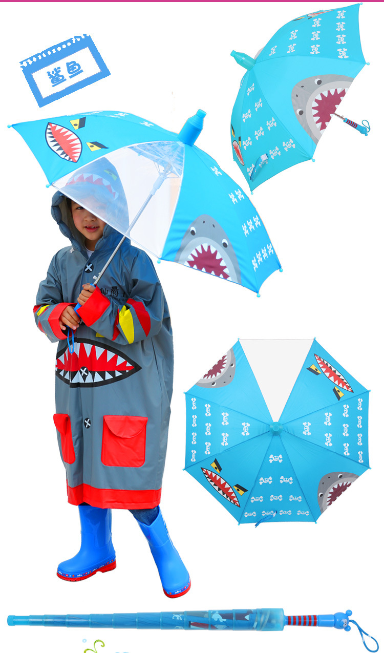 Ladybug Children's Umbrella Primary School Kindergarten Long Handle Umbrella Baby Girl 6-12 Years Old Children with Waterproof Umbrella Raincoat