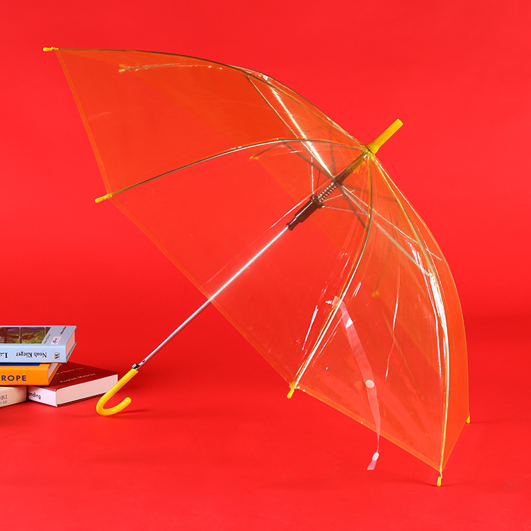 Colorful Transparent Umbrella Straight Rod Automatic Umbrella Long Handle Umbrella Umbrella Logo