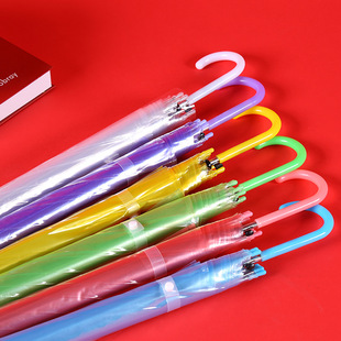 Colorful Transparent Umbrella Straight Rod Automatic Umbrella Long Handle Umbrella Umbrella Logo Colorful Transparent Umbrella Straight Rod Automatic Umbrella Long Handle Umbrella Umbrella Logo
