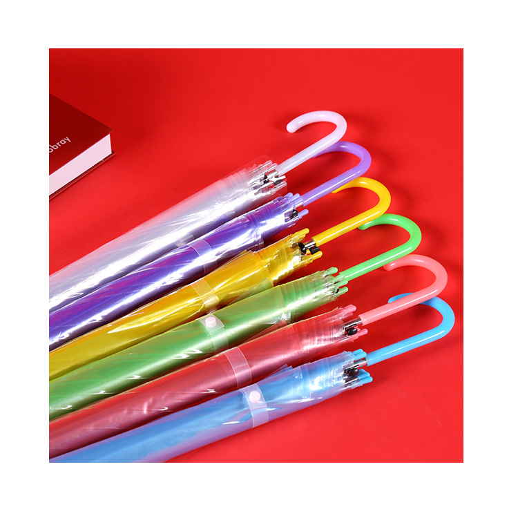 Colorful Transparent Umbrella Straight Rod Automatic Umbrella Long Handle Umbrella Umbrella Logo