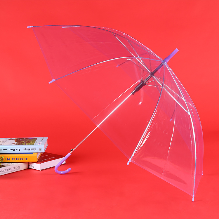 Colorful Transparent Umbrella Straight Rod Automatic Umbrella Long Handle Umbrella Umbrella Logo Colorful Transparent Umbrella Straight Rod Automatic Umbrella Long Handle Umbrella Umbrella Logo