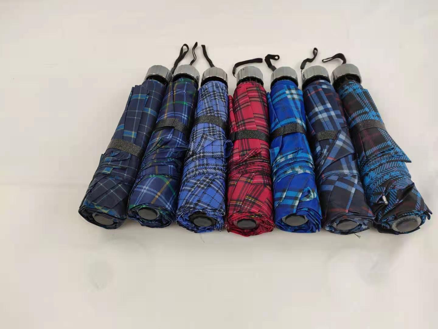 55cm8 Bone Checkered Umbrella Umbrella Non-Woven Cloth Cover Hanging Card Mixed Color Brand New Low Price Wholesale Foreign Trade Supermarket Special Supply
