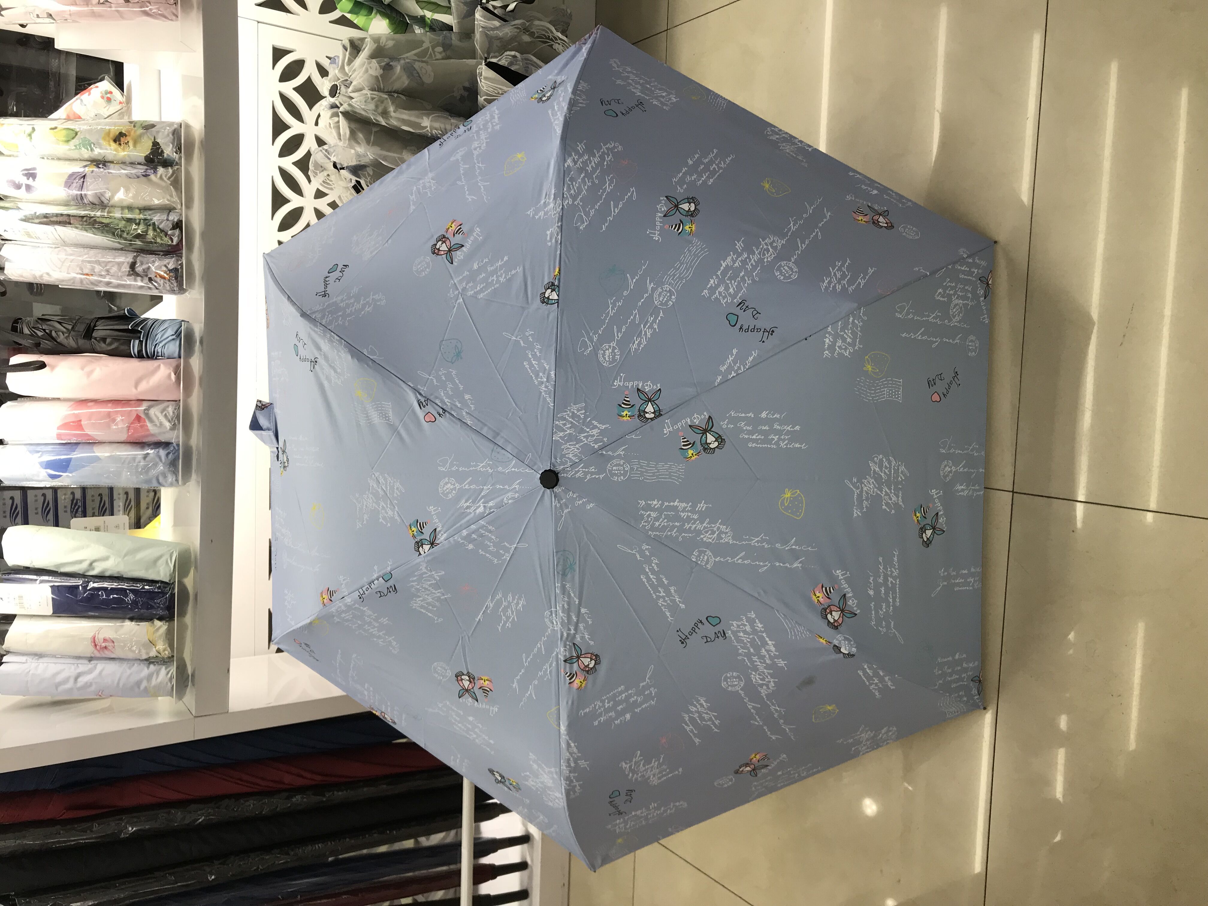 A579 New Pencil Umbrella Light Umbrella Folding Umbrella Black Plastic Sunny Umbrella Available in Stock