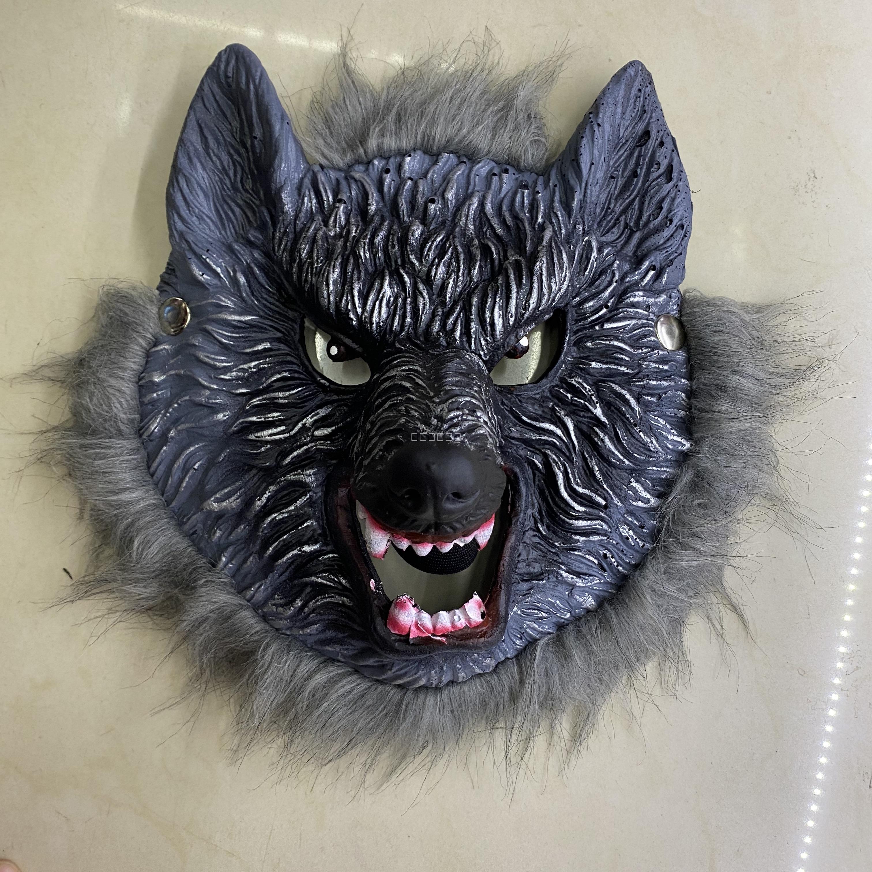 Halloween PU Foam Soft Mask Horror Bleeding Wolf Head Hood Horror Scary Werewolf Mask with Fur Old German Shepherd Dog Halloween PU Foam Soft Mask Horror Bleeding Wolf Head Hood Horror Scary Werewolf Mask with Fur Old German Shepherd Dog