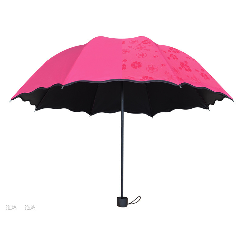 Umbrella Three Fold Water Blossom Umbrella Vinyl Umbrella Customized Logo Sun Umbrella Factory Direct Sales
