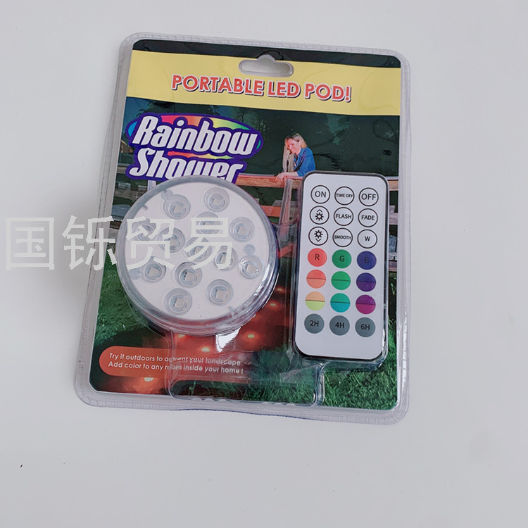 Cross-Border Creative New LED Colorful Remote Control Lights Swimming Pool Floor Waterproof Decorative Light Christmas Lights Small Night Lamp