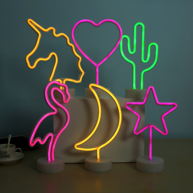 With the base animal ins neon tube LED lights flamingo neon lights decoration lights Christmas lights