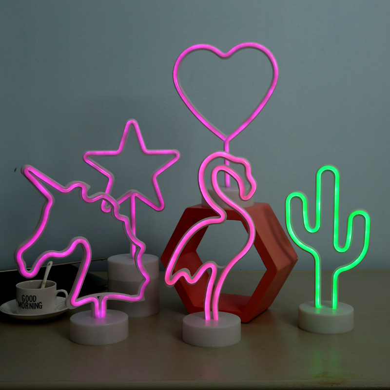 With the base animal ins neon tube LED lights flamingo neon lights decoration lights Christmas lights