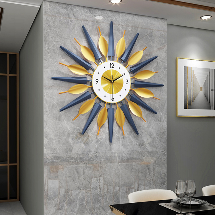 Nordic Clock Simple Living Room Wall Clock Creative Home Decoration Clock Iron Light Luxury Wall Clocks Wall Hanging Cross-Border Hot