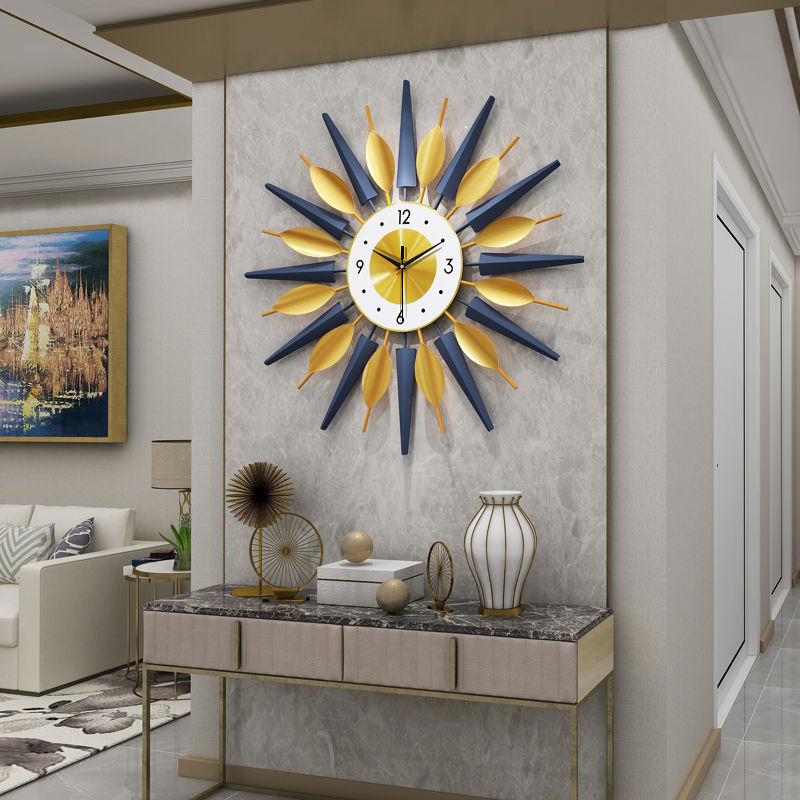 Nordic Clock Simple Living Room Wall Clock Creative Home Decoration Clock Iron Light Luxury Wall Clocks Wall Hanging Cross-Border Hot