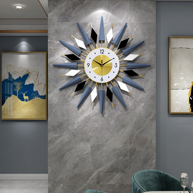 Nordic Clock Simple Living Room Wall Clock Creative Home Decoration Clock Iron Light Luxury Wall Clocks Wall Hanging Cross-Border Hot