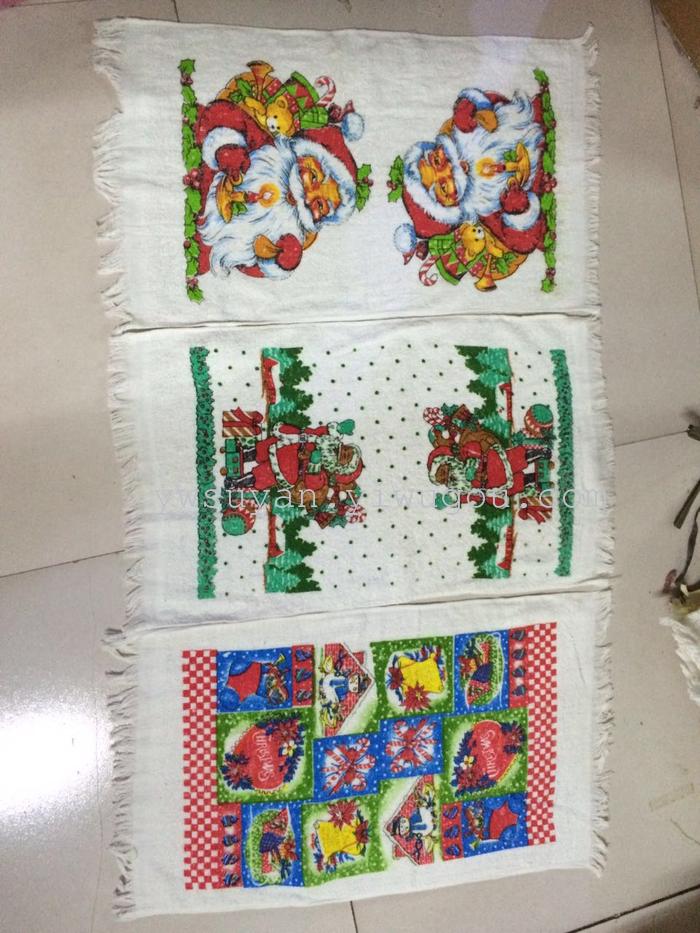 Velvet border printing, Christmas flower tea towel, dishcloth Velvet border printing, Christmas flower tea towel, dishcloth