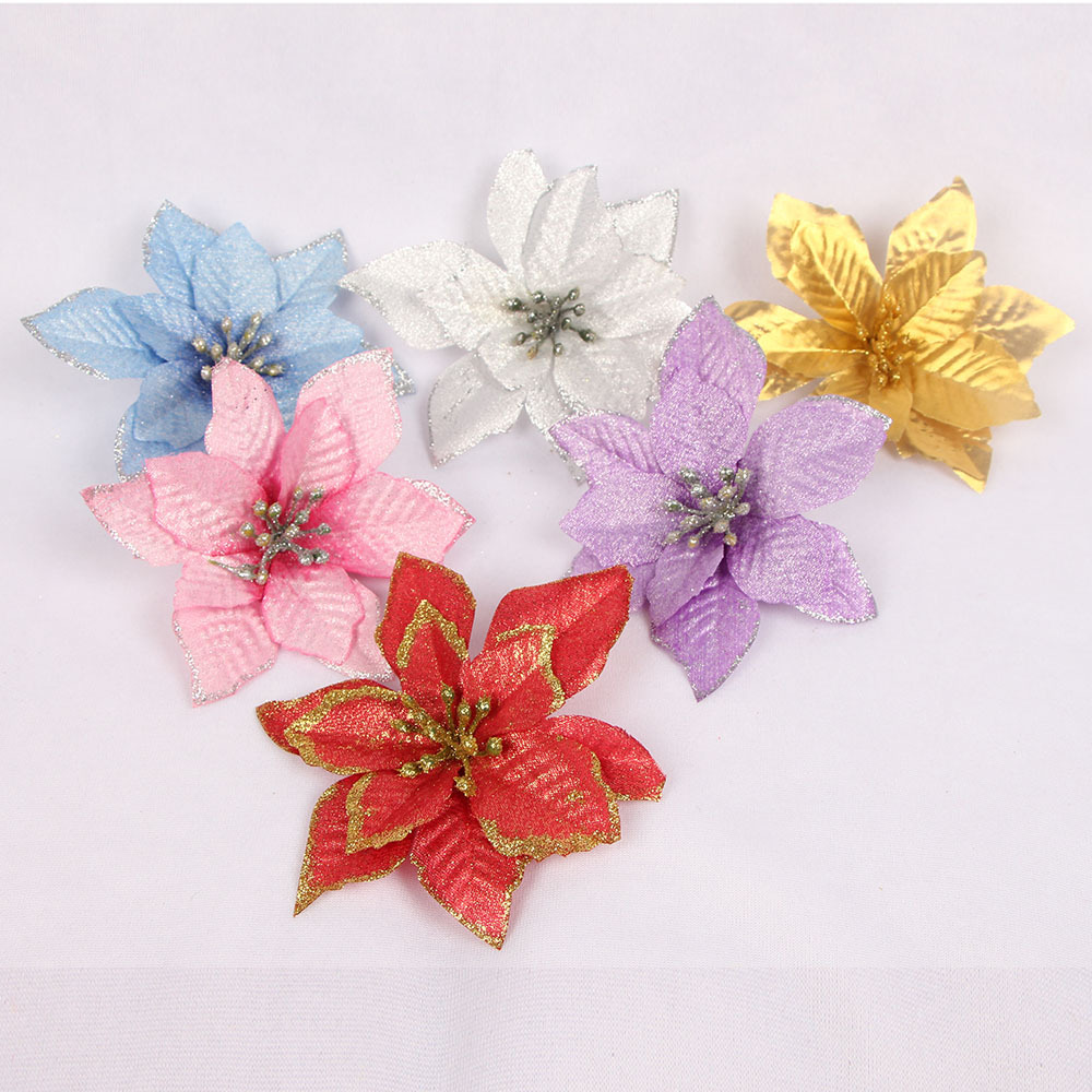 Christmas Accessories Christmas Tree Flower Christmas Decorations Gold Powder Christmas Flower Christmas Tree Garland Accessories Factory Wholesale