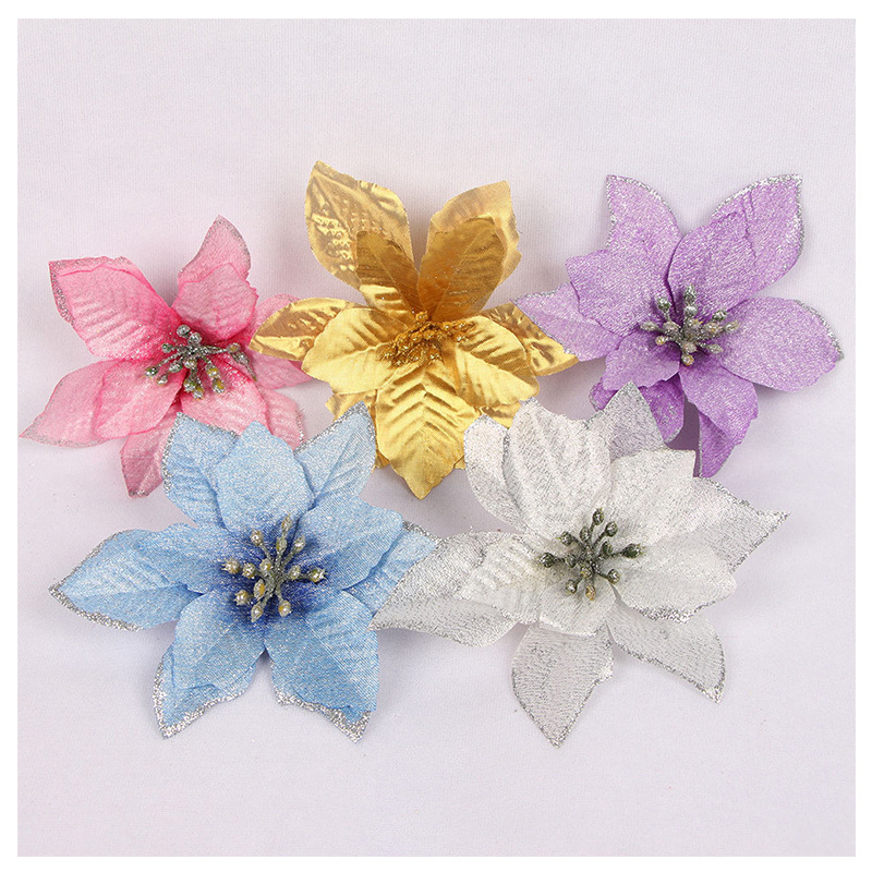 Christmas Accessories Christmas Tree Flower Christmas Decorations Gold Powder Christmas Flower Christmas Tree Garland Accessories Factory Wholesale
