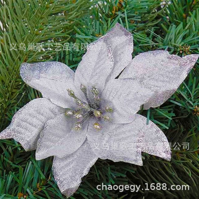 Christmas Decorations 13cm Three-Layer Gold Powder Edge Christmas Flower Christmas Tree Garland Accessories Artificial Flower Factory Wholesale