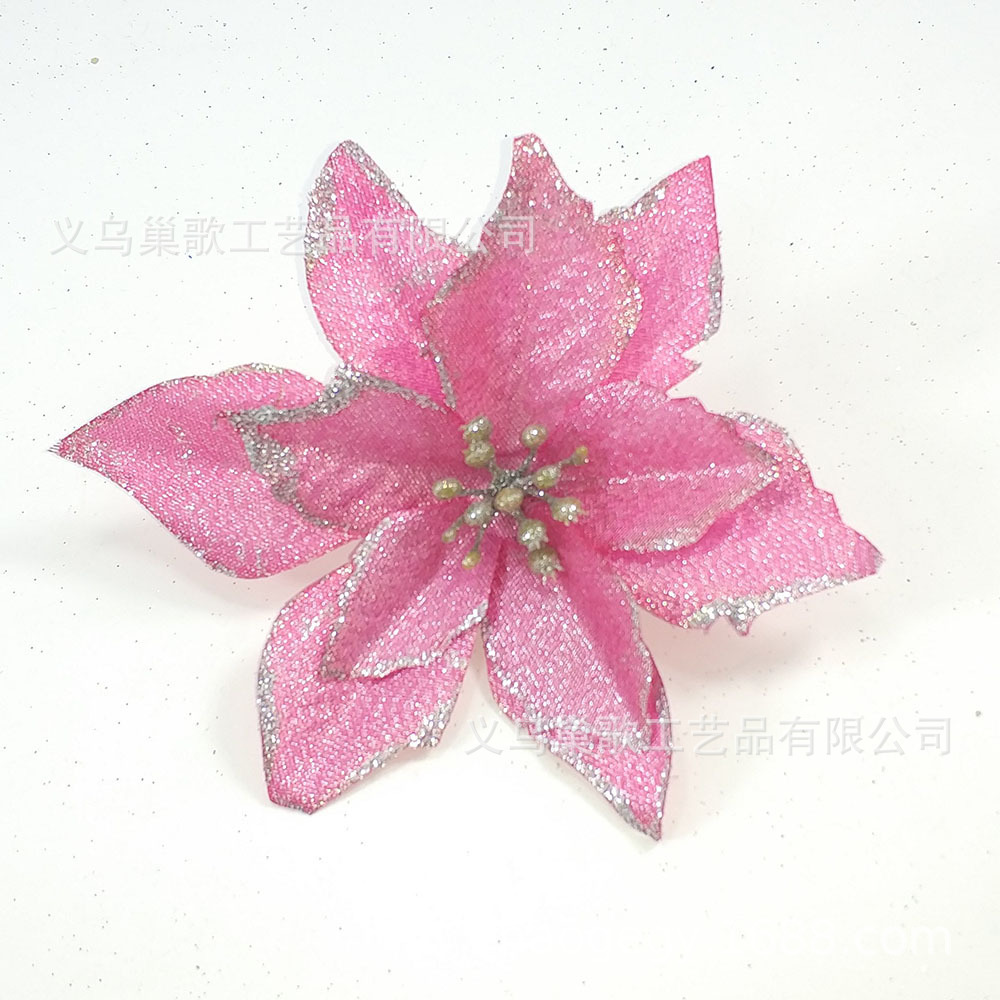 Christmas Decorations 13cm Three-Layer Gold Powder Edge Christmas Flower Christmas Tree Garland Accessories Artificial Flower Factory Wholesale