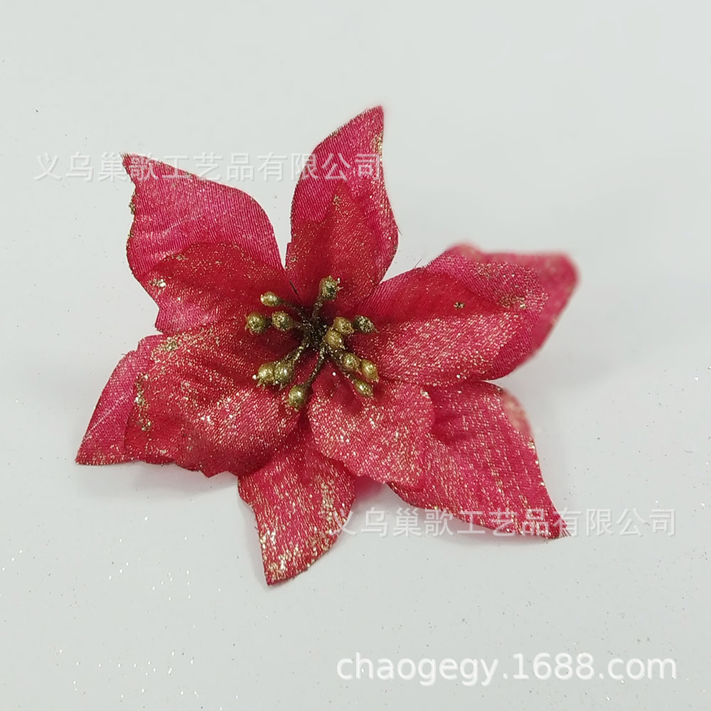 Christmas Decorations 13cm Three-Layer Gold Powder Edge Christmas Flower Christmas Tree Garland Accessories Artificial Flower Factory Wholesale Christmas Decorations 13cm Three-Layer Gold Powder Edge Christmas Flower Christmas Tree Garland Accessories Artificial Flower Factory Wholesale