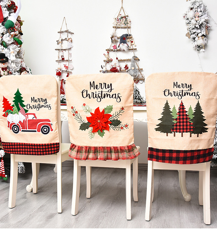 2020 New Christmas Decorative Chair Cover Creative Cartoon Machine Embroidered Linen Christmas Flower Chair Back Cover Car Cushion Case 2020 New Christmas Decorative Chair Cover Creative Cartoon Machine Embroidered Linen Christmas Flower Chair Back Cover Car Cushion Case