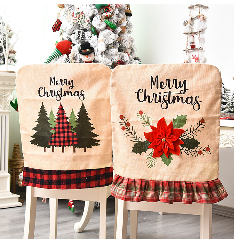 2020 New Christmas Decorative Chair Cover Creative Cartoon Machine Embroidered Linen Christmas Flower Chair Back Cover Car Cushion Case 2020 New Christmas Decorative Chair Cover Creative Cartoon Machine Embroidered Linen Christmas Flower Chair Back Cover Car Cushion Case