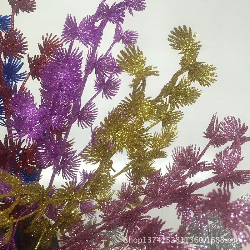 Christmas Flower Christmas Leaf Decorations 3317cm Glitter Pink Branches Glitter Colorful Plastic Ornament