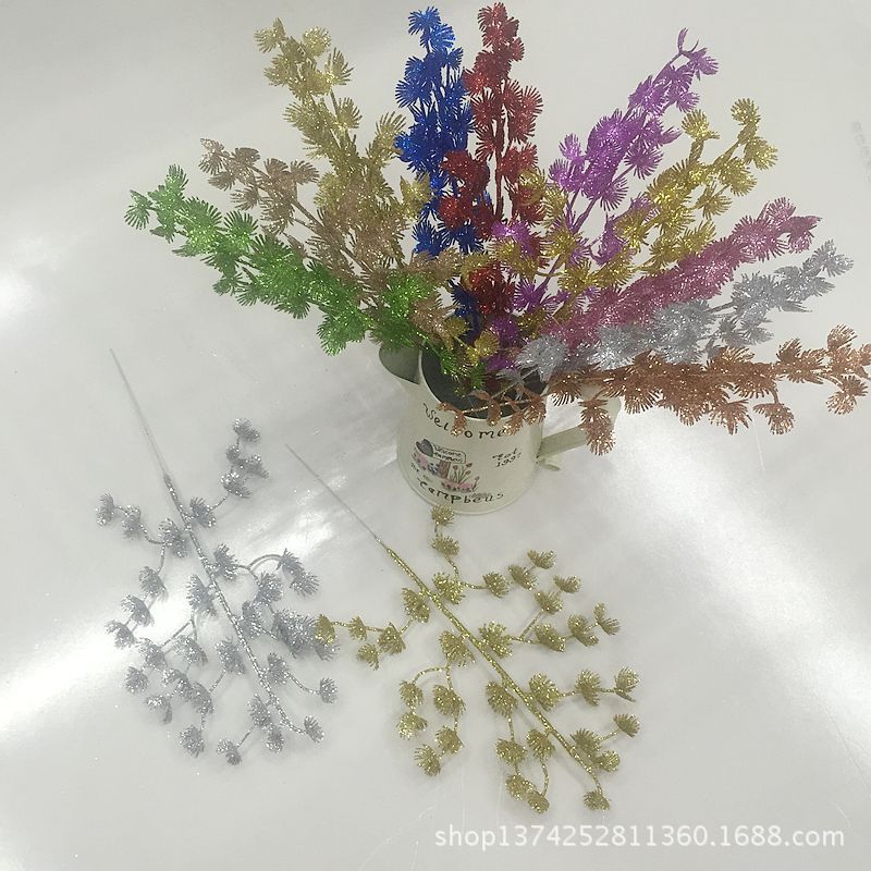 Christmas Flower Christmas Leaf Decorations 3317cm Glitter Pink Branches Glitter Colorful Plastic Ornament