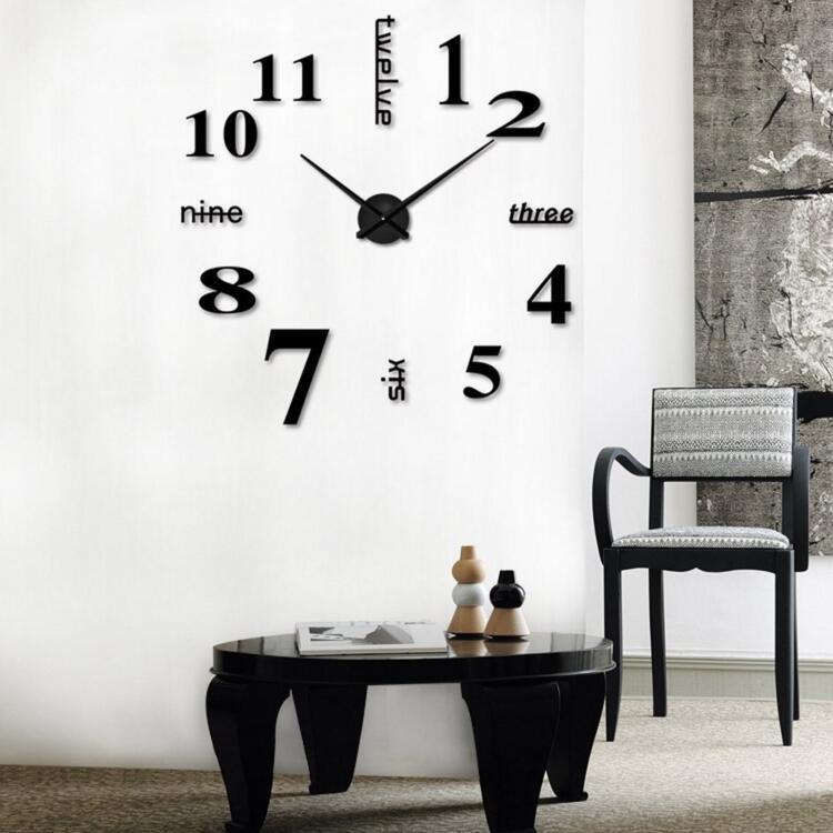 Chi Chen Hot Creative Wall Clock Acrylic Clock Home Decoration Living Room Wall Sticker Clock Digital Wall Clocks