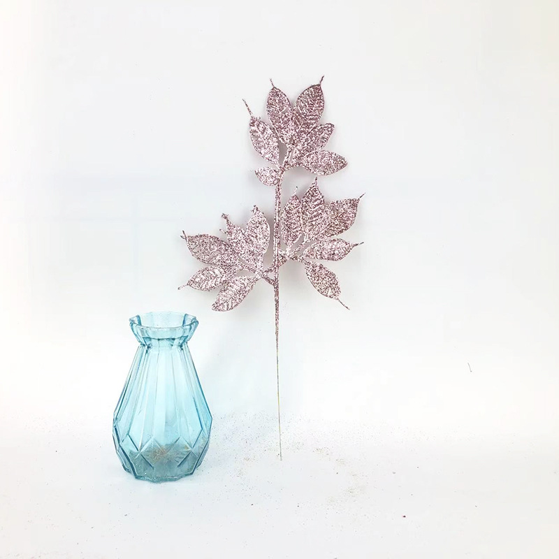 Plastic Flowers Artificial Flower Gold Powder Leaf Magic Color Series Christmas Flower Holiday Party Living Room Decoration Flower Branch Decorative Leaves Plastic Flowers Artificial Flower Gold Powder Leaf Magic Color Series Christmas Flower Holiday Party Living Room Decoration Flower Branch Decorative Leaves