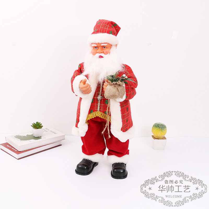 Christmas Cross-Border Hot Red Robe Santa Doll Gift Santa Claus Fabric Home Ornament and Decoration