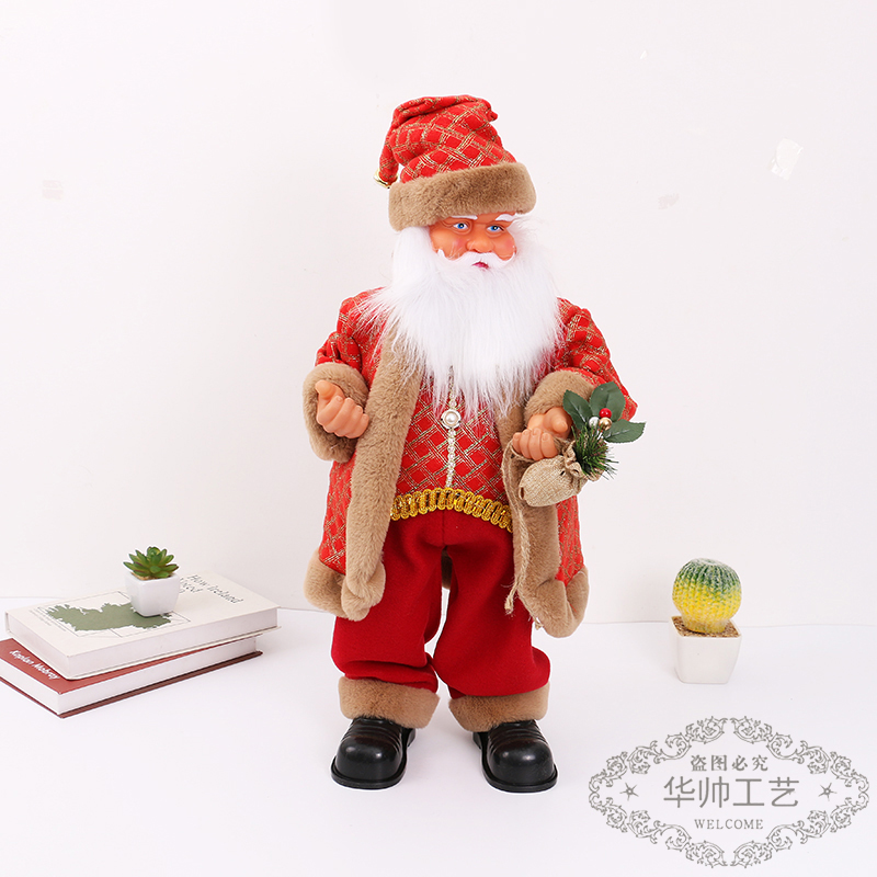 Christmas Cross-Border Hot Red Robe Santa Doll Gift Santa Claus Fabric Home Ornament and Decoration