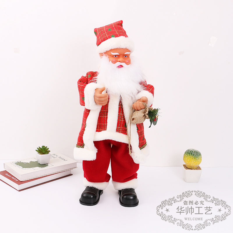 Christmas Cross-Border Hot Red Robe Santa Doll Gift Santa Claus Fabric Home Ornament and Decoration