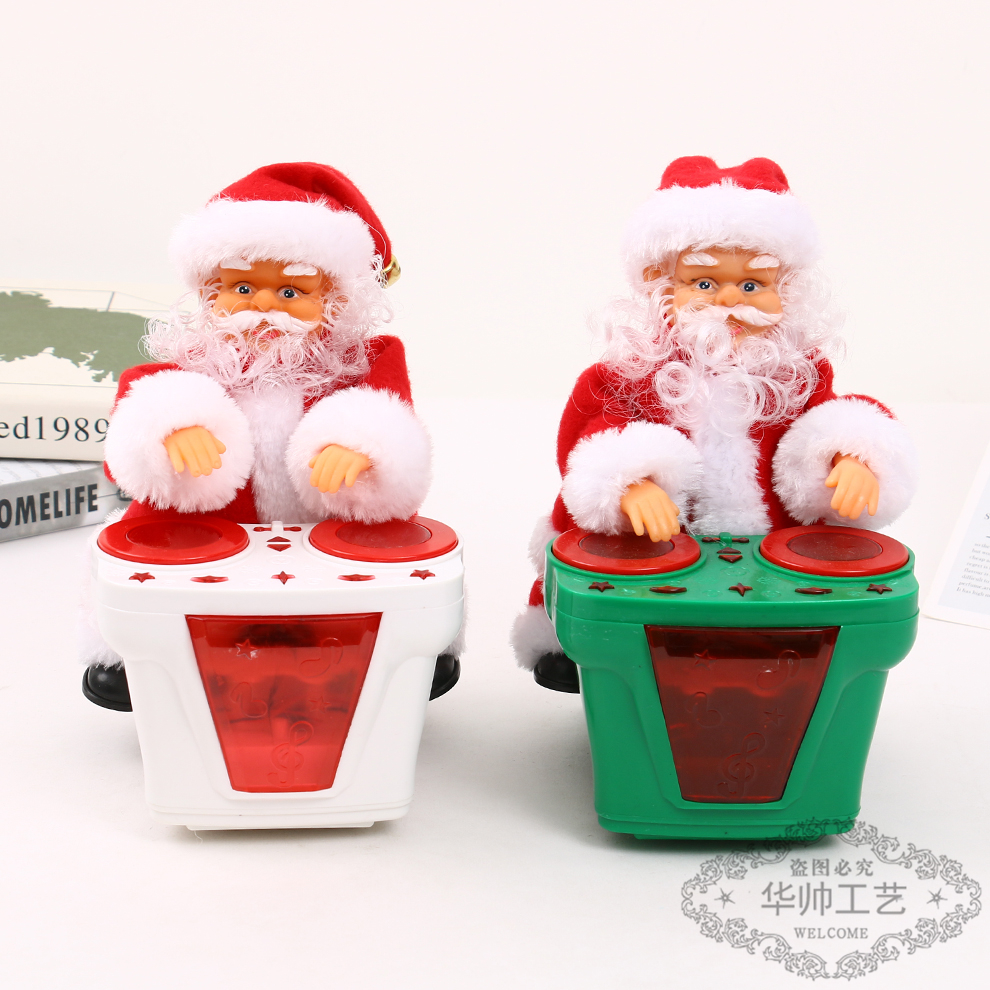 Christmas Decoration Creative Dish Santa Claus Toy Music Electric Lamplight for Boys and Girls Gift