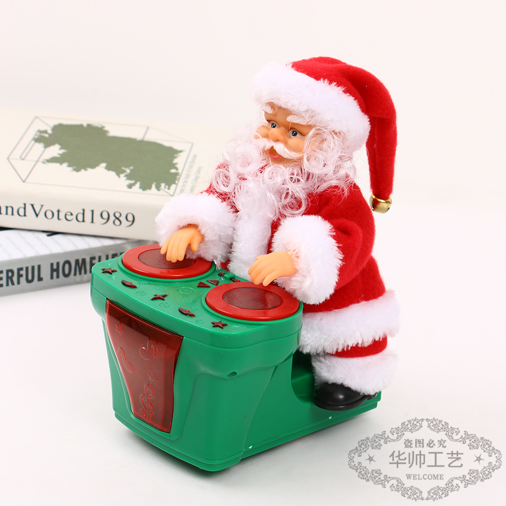 Christmas Decoration Creative Dish Santa Claus Toy Music Electric Lamplight for Boys and Girls Gift