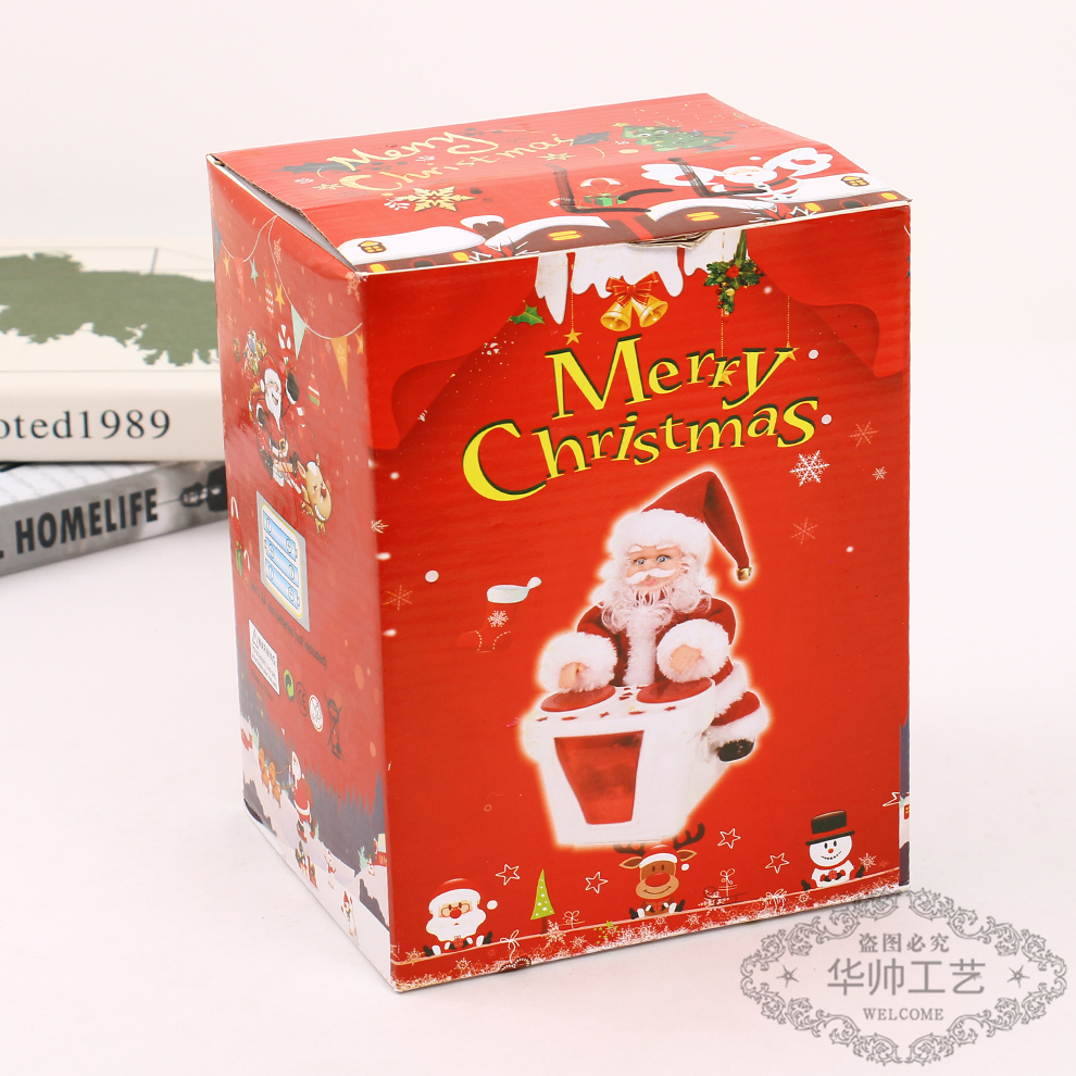 Christmas Decoration Creative Dish Santa Claus Toy Music Electric Lamplight for Boys and Girls Gift