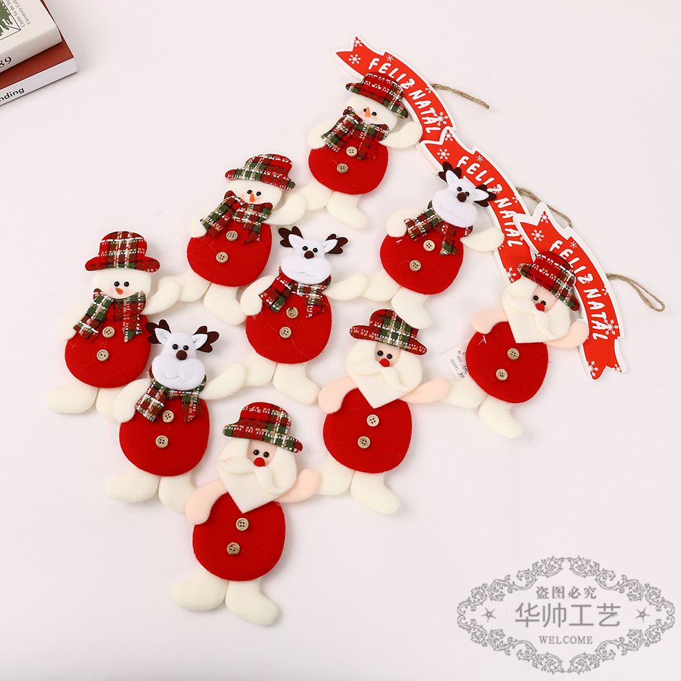 Christmas Small Pendant Santa Claus Snowman Deer Shop Store Scene Layout Christmas Tree Accessories Decorations