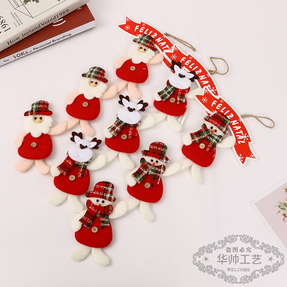 Christmas Small Pendant Santa Claus Snowman Deer Shop Store Scene Layout Christmas Tree Accessories Decorations