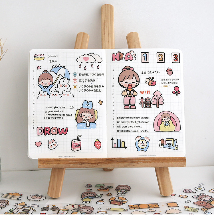 Tirado Cream Rabbit Diary Pet Waterproof Stickers Notebook Gift Box Girl Hand Account Decoration sticker Tirado Cream Rabbit Diary Pet Waterproof Stickers Notebook Gift Box Girl Hand Account Decoration sticker