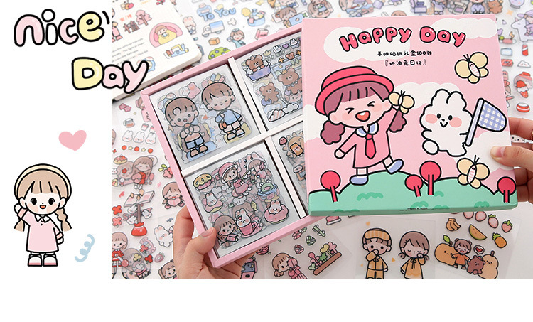 Tirado Cream Rabbit Diary Pet Waterproof Stickers Notebook Gift Box Girl Hand Account Decoration sticker Tirado Cream Rabbit Diary Pet Waterproof Stickers Notebook Gift Box Girl Hand Account Decoration sticker