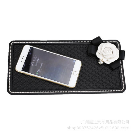Slip Mat DiamondEmbedded Camellia for Car Decoration Perfume Storage Pad Instrument Panel Mobile AntiSlip Sticker Female
