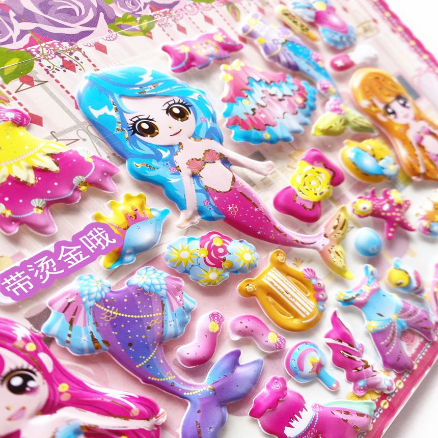 S1 Concave-Convex PVC Bubble Sticker Bronzing Cartoon Stickers DIY Children Little Kids Notepaper Mobile Phone Decoration Bubble Sticker