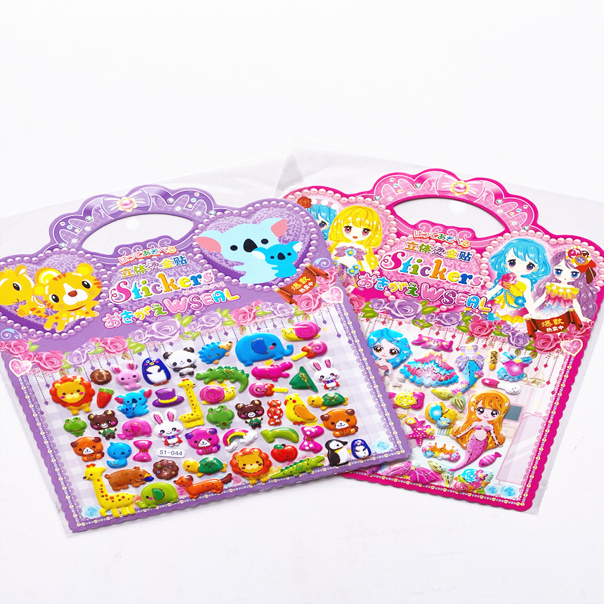 S1 Concave-Convex PVC Bubble Sticker Bronzing Cartoon Stickers DIY Children Little Kids Notepaper Mobile Phone Decoration Bubble Sticker