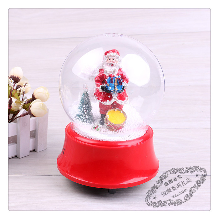 Electric spray snowflake music box of snowball Santa Claus crystal ball rotation Electric spray snowflake music box of snowball Santa Claus crystal ball rotation