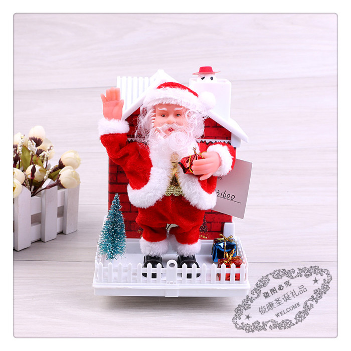 Christmas snow house electric music Santa Claus scene decorating the decorative tabletop presents Christmas snow house electric music Santa Claus scene decorating the decorative tabletop presents