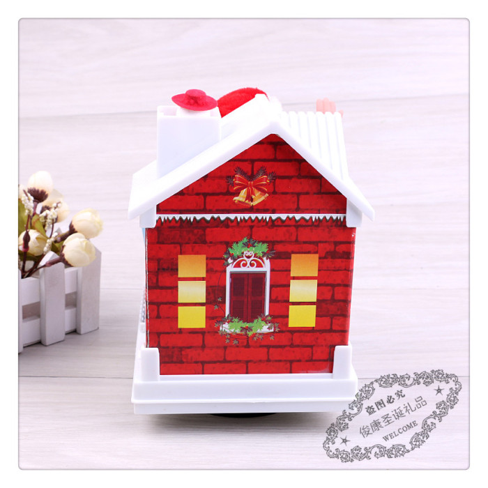Christmas snow house electric music Santa Claus scene decorating the decorative tabletop presents Christmas snow house electric music Santa Claus scene decorating the decorative tabletop presents