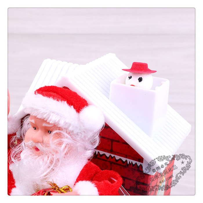 Christmas snow house electric music Santa Claus scene decorating the decorative tabletop presents Christmas snow house electric music Santa Claus scene decorating the decorative tabletop presents